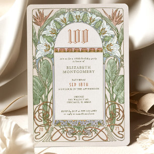 Elegant Centennial Celebration Art Nouveau Mucha Kaart