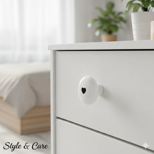 Elegant Ceramic Knob Featuring Minimalist Heart Ar Keramische Knop