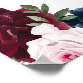 Elegant Ceremony Waterverf Burgundy Navy Floral Poster (Hoek)