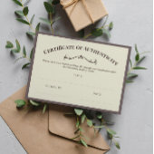 Elegant certificaat van echtheid