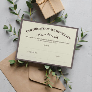 Elegant certificaat van echtheid