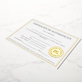 Elegant certificaat van echtheid van de kunstenaar folie uitnodiging (Gedraaid)