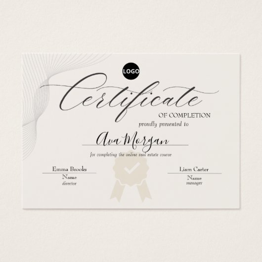 Elegant certificaat van Sjabloon Visitekaartje (Voorkant)