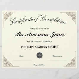 Elegant certificaat van voltooiing met aangepaste 