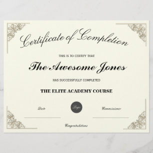 Elegant certificaat van voltooiing met aangepaste