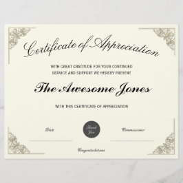 Elegant certificaat van waardering met aangepaste 