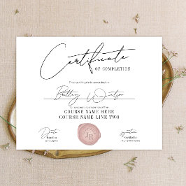 Elegant Certificate Award Initiaal roze waxstempel