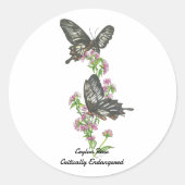 Elegant Ceylon Roos Butterly Watercolours Ronde Sticker (Voorkant)