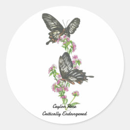 Elegant Ceylon Roos Butterly Watercolours Ronde Sticker