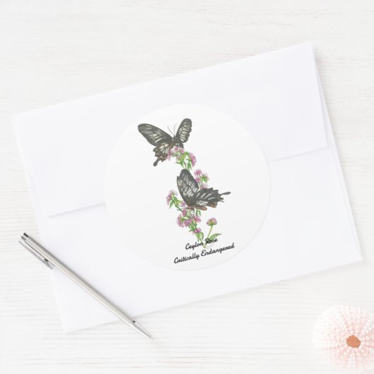 Elegant Ceylon Roos Butterly Watercolours Ronde Sticker (Envelop)