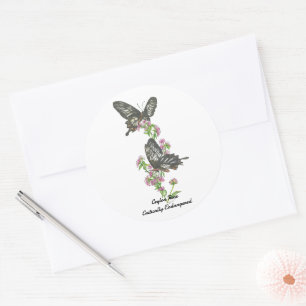 Elegant Ceylon Roos Butterly Watercolours Ronde Sticker
