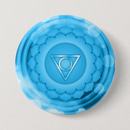Elegant Chakra Blue Throat Zen Yoga Spiritueel Ronde Button 7,6 Cm