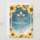 Elegant Chalice Sunflower First Heilige Communie Kaart (Voorkant)