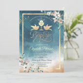 Elegant Chalice Waterverf Flowers Baptisme Kaart (Staand voorkant)