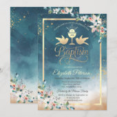 Elegant Chalice Waterverf Flowers Baptisme Kaart (Voorkant / Achterkant)