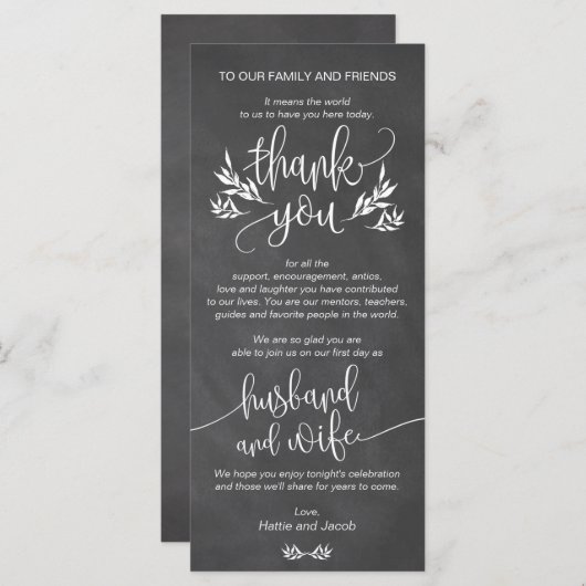 Elegant Chalk Floral Hartelijk dank dat u de Kaart (Voorkant / Achterkant)