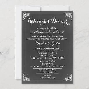 Elegant  Chalk Rustic Rehearsal Dinner Kaart