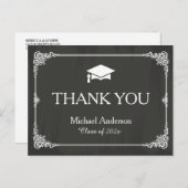 Elegant Chalkboard Afstudeerder Pet Afstuderen Dan Briefkaart (Voorkant / Achterkant)