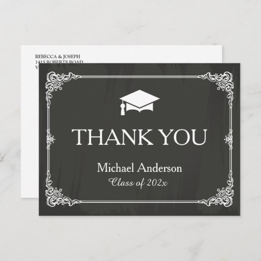 Elegant Chalkboard Afstudeerder Pet Afstuderen Dan Briefkaart (Voorkant / Achterkant)