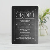 Elegant Chalkboard Afstuderen Invite Kaart (Staand voorkant)