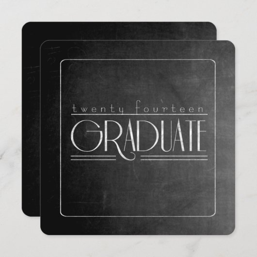 Elegant Chalkboard Afstuderen Square Invite Kaart (Voorkant / Achterkant)