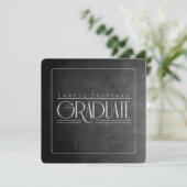Elegant Chalkboard Afstuderen Square Invite Kaart (Staand voorkant)