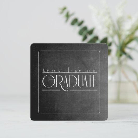 Elegant Chalkboard Afstuderen Square Invite Kaart (Staand voorkant)
