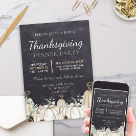 Elegant Chalkboard Autumn Herfst Thanksgiving Dine Kaart