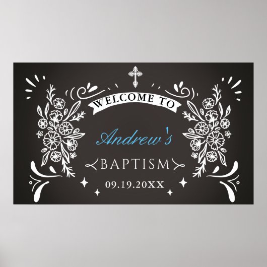 Elegant Chalkboard Baptism Welkom Poster (Voorkant)