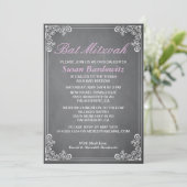 Elegant Chalkboard Bat Mitzvah Uitnodiging (Staand voorkant)