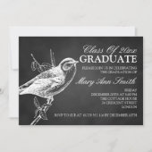 Elegant Chalkboard Bird Graduparty Black Kaart (Voorkant)