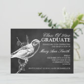 Elegant Chalkboard Bird Graduparty Black Kaart (Staand voorkant)