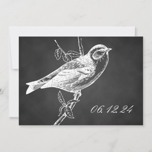 Elegant Chalkboard Bird Graduparty Black Kaart (Achterkant)