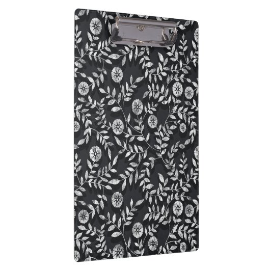 Elegant Chalkboard Floral Pattern Klembord (Rechts)