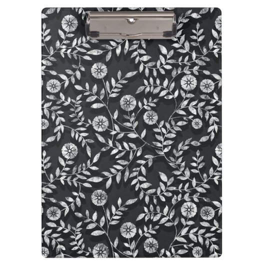 Elegant Chalkboard Floral Pattern Klembord (Voorkant)
