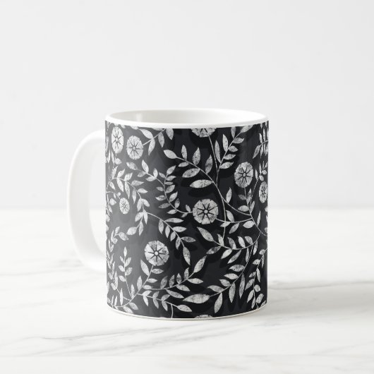 Elegant Chalkboard Floral Pattern Koffiemok (Voorkant links)