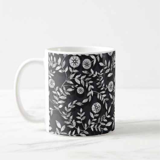 Elegant Chalkboard Floral Pattern Koffiemok (Links)