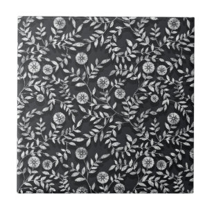 Elegant Chalkboard Floral Pattern Tegeltje