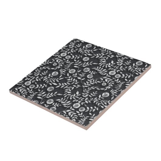 Elegant Chalkboard Floral Pattern Tegeltje (Zijkant)