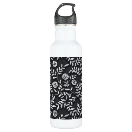 Elegant Chalkboard Floral Pattern Waterfles (Voorkant)