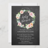 Elegant Chalkboard Floral Wreator Baby shower Kaart (Voorkant)