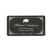 Elegant Chalkboard Gradup Afstudeerder Afstuderen Etiket (Voorkant)