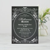 Elegant Chalkboard Halloween Invitation Kaart (Staand voorkant)