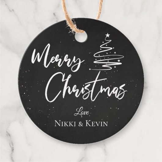 Elegant Chalkboard kerstboom — kerst Bedankjes Labels (Voorkant)