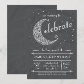 Elegant Chalkboard Moon Celebration Kaart (Voorkant / Achterkant)