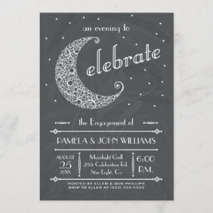 Elegant Chalkboard Moon Celebration Kaart