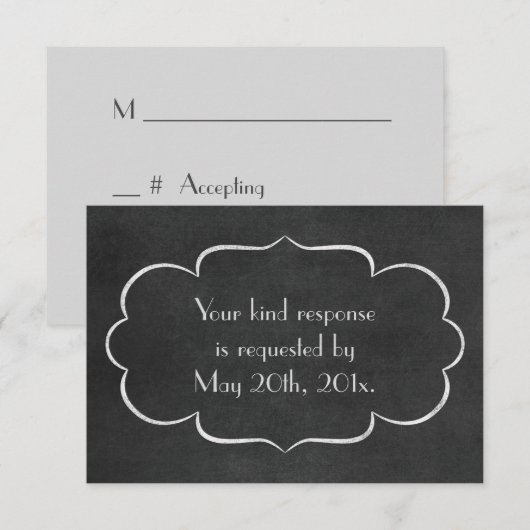 Elegant Chalkboard - officieel huwelijk RSVP Kaartje (Voorkant / Achterkant)