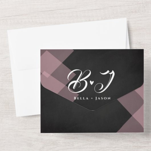 Elegant Chalkboard pasteelmonogram bruiloft All In One Uitnodiging (Achterkant)