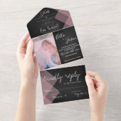 Elegant Chalkboard Pastel Monogram Foto Weduwschap All In One Uitnodiging (Afscheurbaar)
