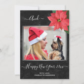 Elegant Chalkboard Poinsettia kerstfoto Feestdagenkaart (Achterkant)